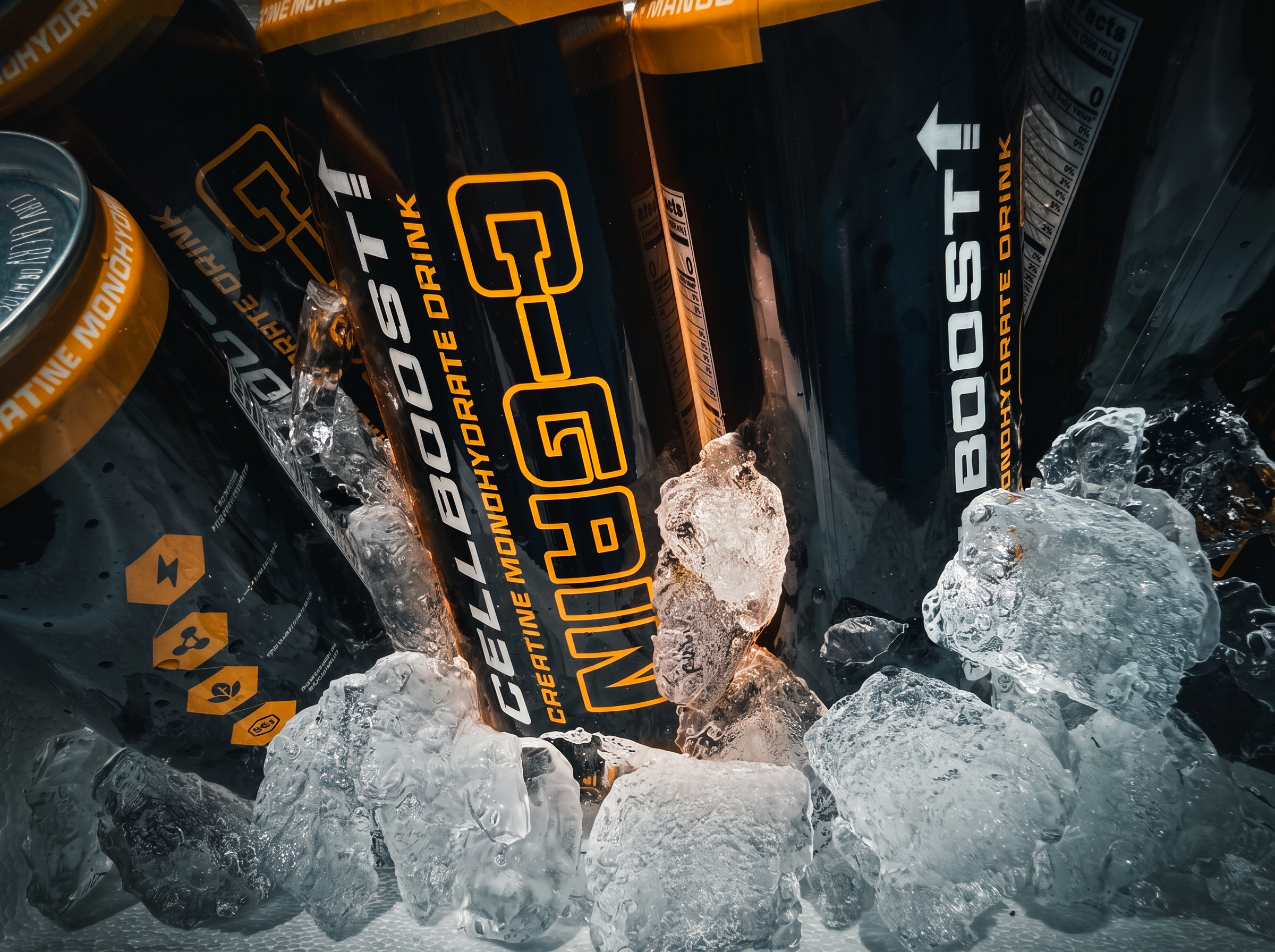 CellBoost C-GAIN can on gym turf beside weight plates